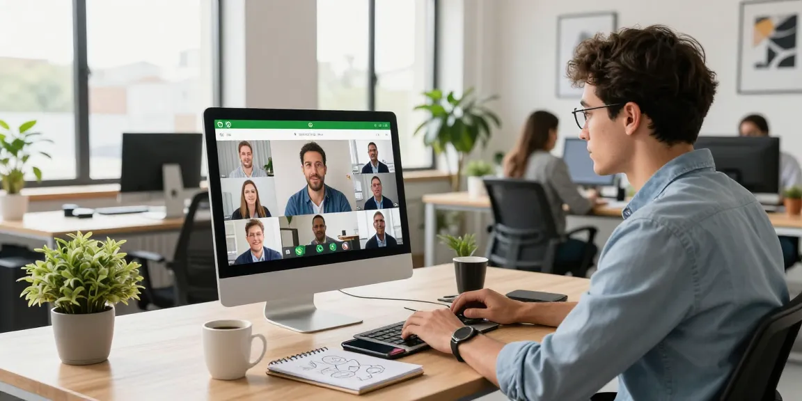 Using WhatsApp網頁版 in a modern office setting to enhance productivity and collaboration.