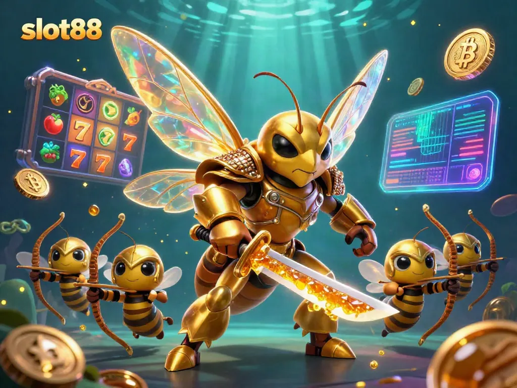 Engage with slot88 as enchanting samurai hornet characters battle for jackpots amid glittering coins.