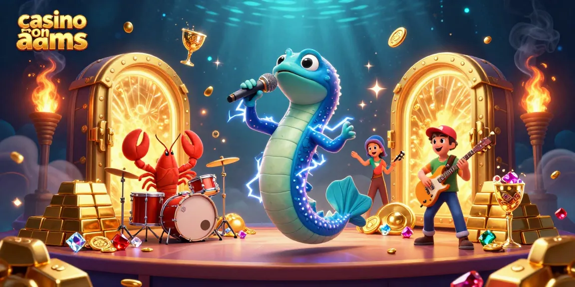 Vivi l'emozione con personaggi vivaci in un palcoscenico sottomarino in questa illustrazione di casinò non AAMS.
