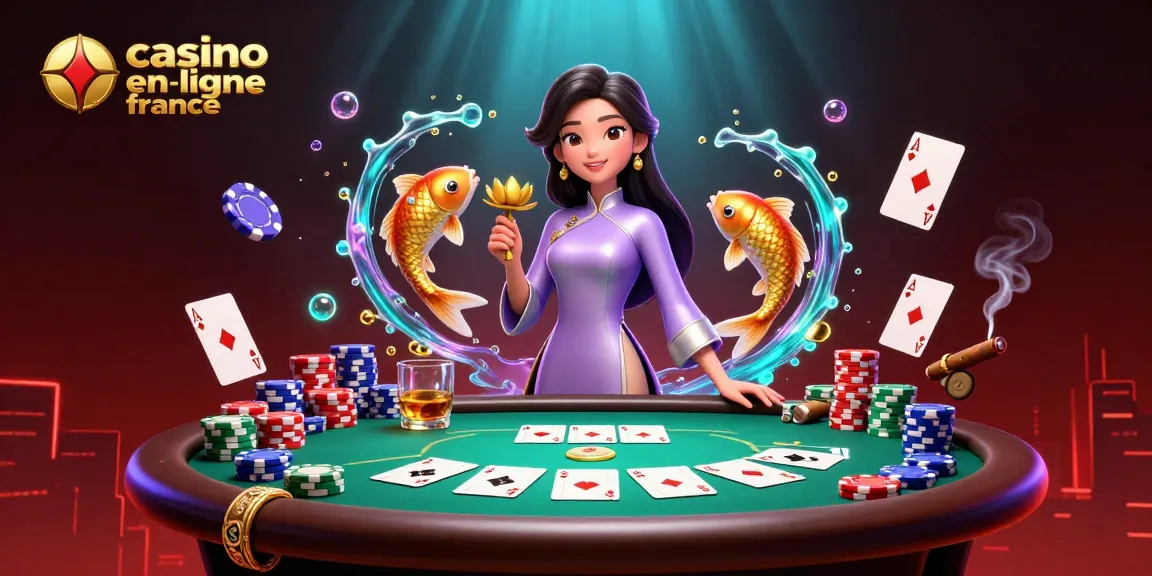 Vivez une action palpitante dans un casino en ligne France avec du poker, des jetons et des personnages vibrants.