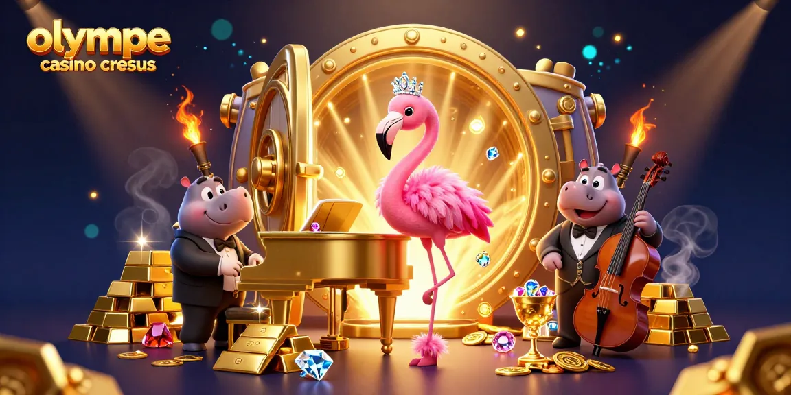 Découvrez l'ambiance vibrante de l'Olympe Casino Cresus avec des éléments de jeu impressionnants et des personnages animés.