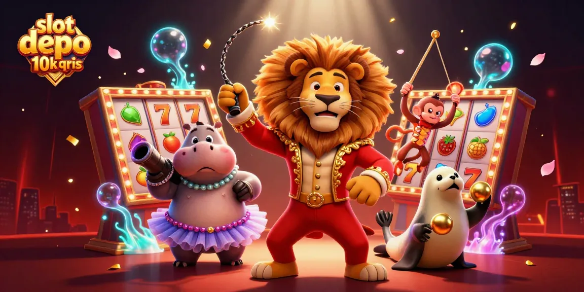 Engage with the slot depo 10k qris platform featuring a vibrant scene of fun characters and exciting gaming elements.