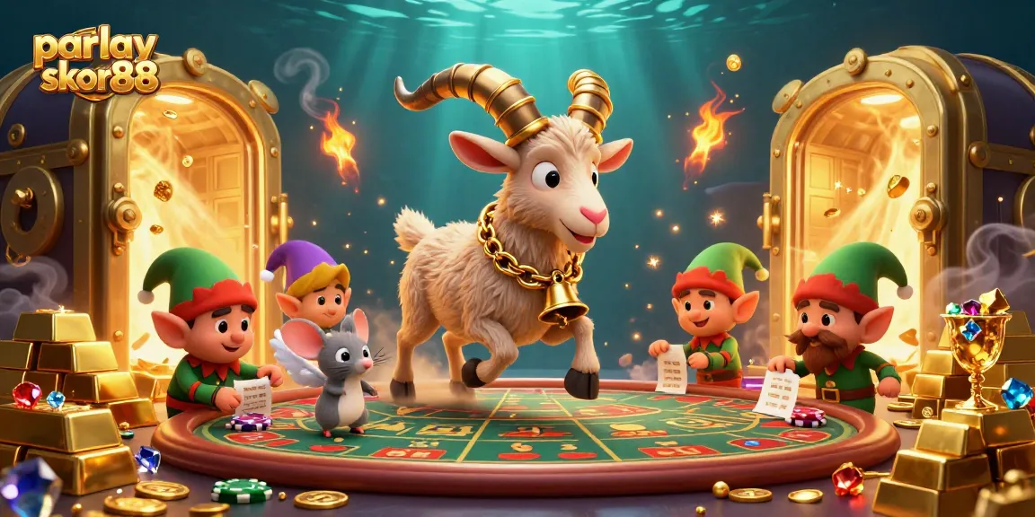 Experience the excitement of sports betting with parlay skor88 in this festive, cartoonish casino scene.