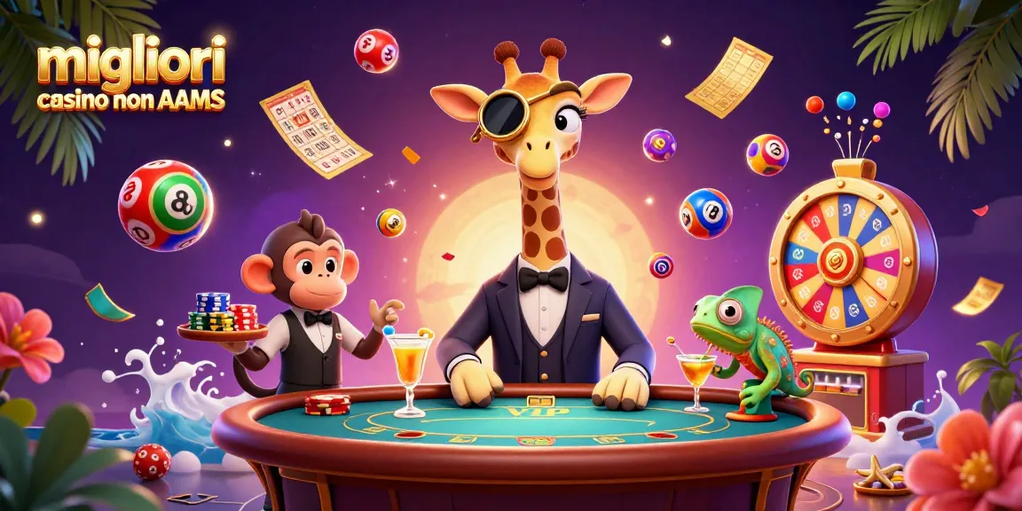 Scopri i migliori casino non AAMS con il nostro giraffe high-roller e il suo team in un'atmosfera di gioco ricca di dettagli.