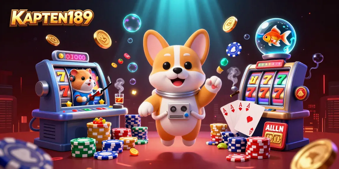 KAPTEN189 menunjukkan slot online gacor dengan corgi astronot dan elemen kasino menarik