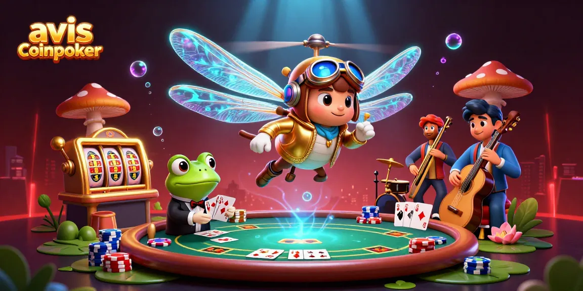Découvrez l'avis CoinPoker avec un dragonfly pilote et un croupier grenouille au casino.
