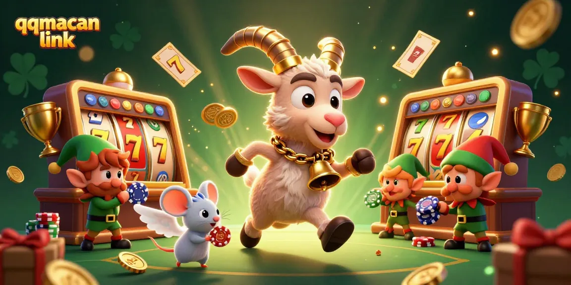 Win big at qqmacan link casino with thrilling slot machines and festive characters.