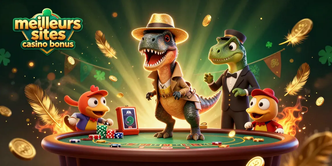 Les meilleurs sites casino bonus dévoilent un monde de jeu captivant avec un velociraptor cartomancien à une table de blackjack.
