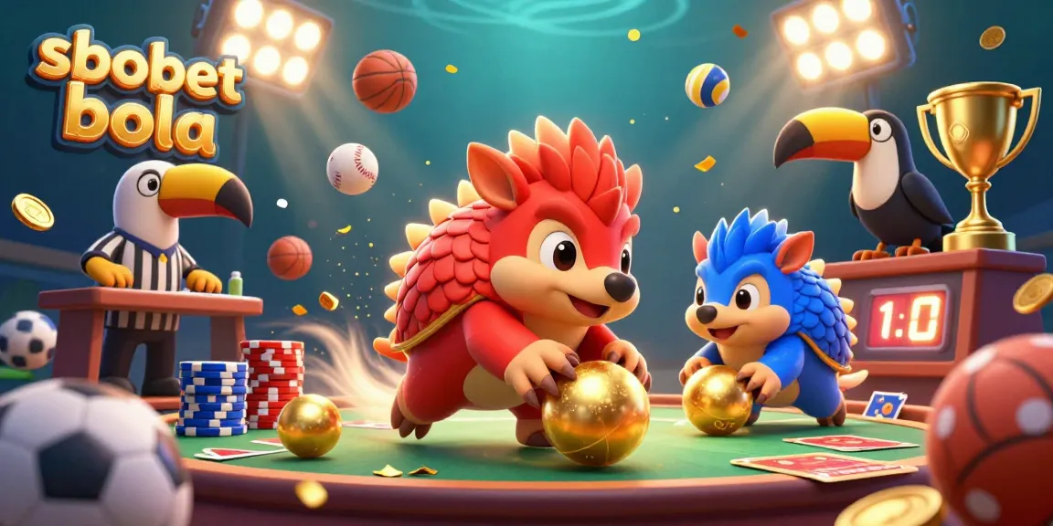 Engage in thrilling sbobet bola action as rival pangolins bowl through poker chips in a vibrant casino scene.