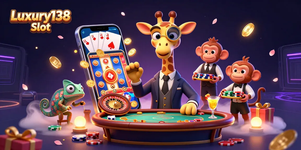 Engage with Luxury138 Slot in an enchanting 3D casino scene featuring exciting game elements.