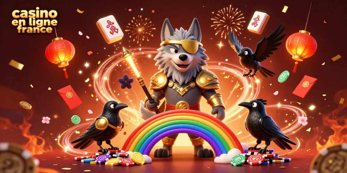 Découvrez le casino en ligne France avec des personnages mythologiques sur un pont de jetons. Jeux et enchantements.
