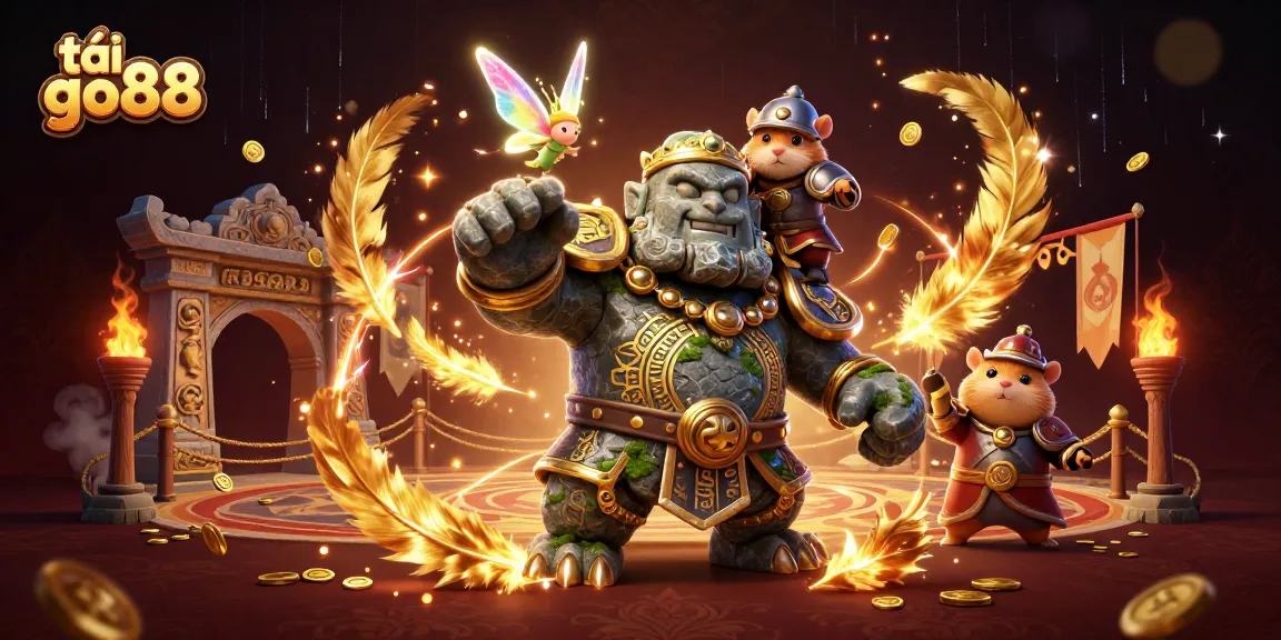 Engage with the thrilling experience of tải go88 through magical gaming adventures featuring a golem guardian and friends.